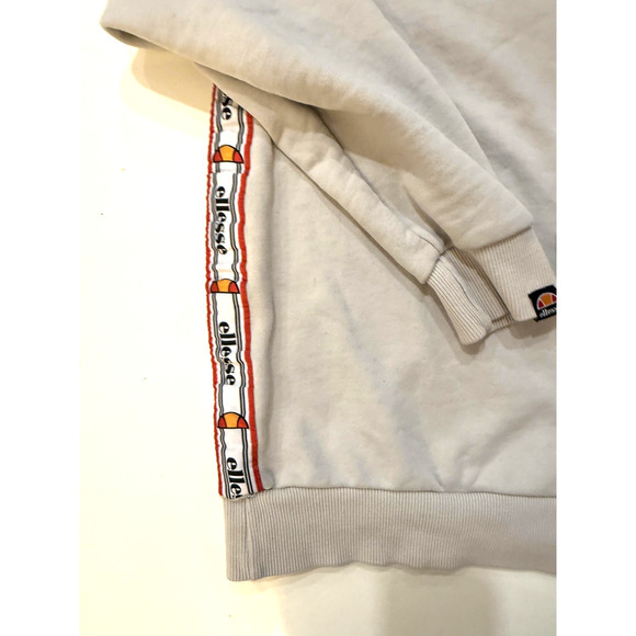 Ellesse Sweatshirt Mens Medium Gray Crewneck Embroidered Logo Tape Side Stripe - Picture 9 of 9